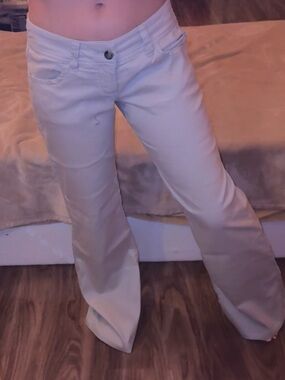 Level 99 Light Beige Newport Wide Leg Pants